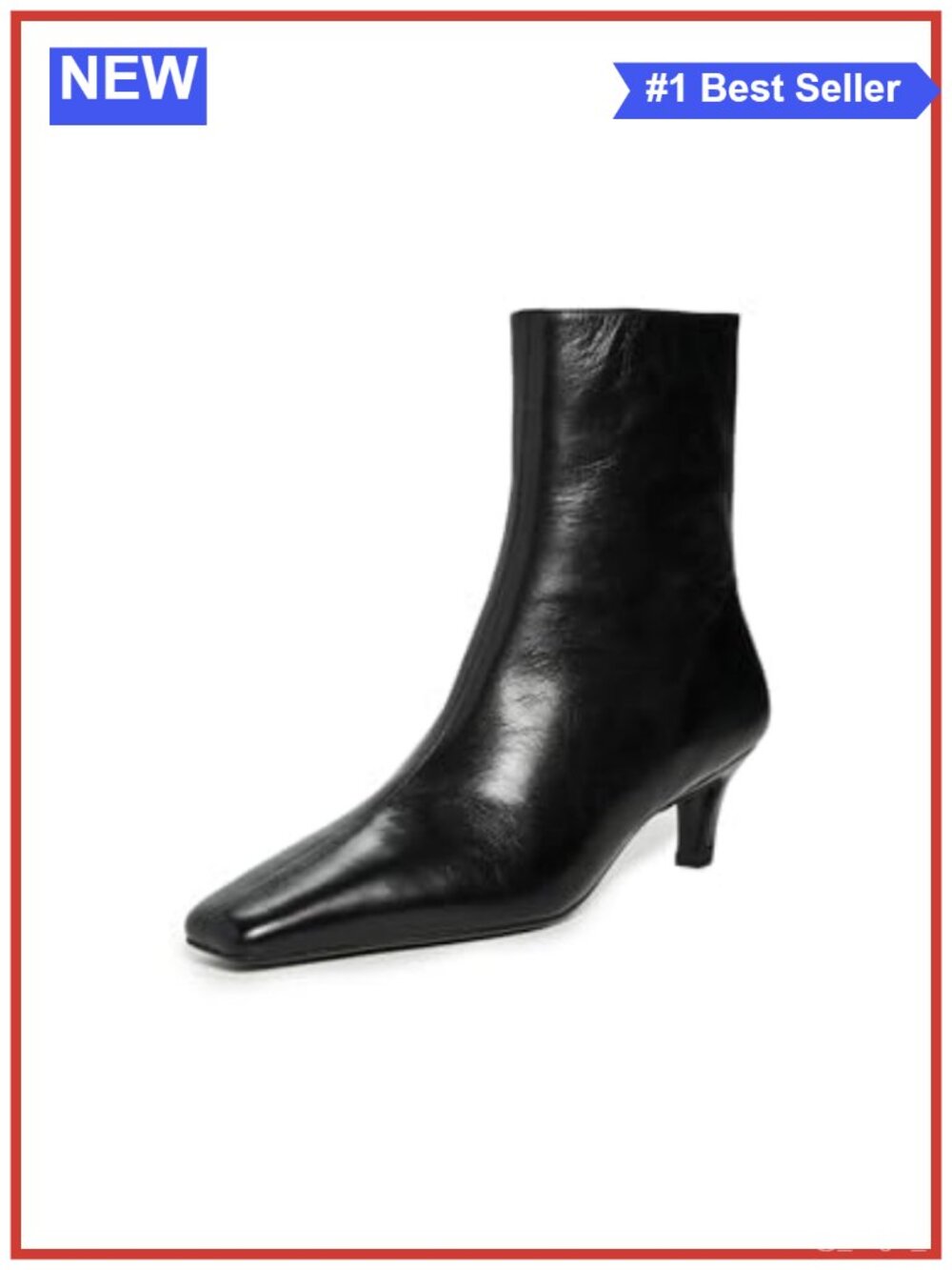 Women's Leather Square Toe Ankle Boots Covered Heel Zip Booties